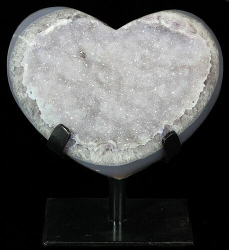 Polished, Agate Heart Filled with Druzy Quartz - Uruguay #62834
